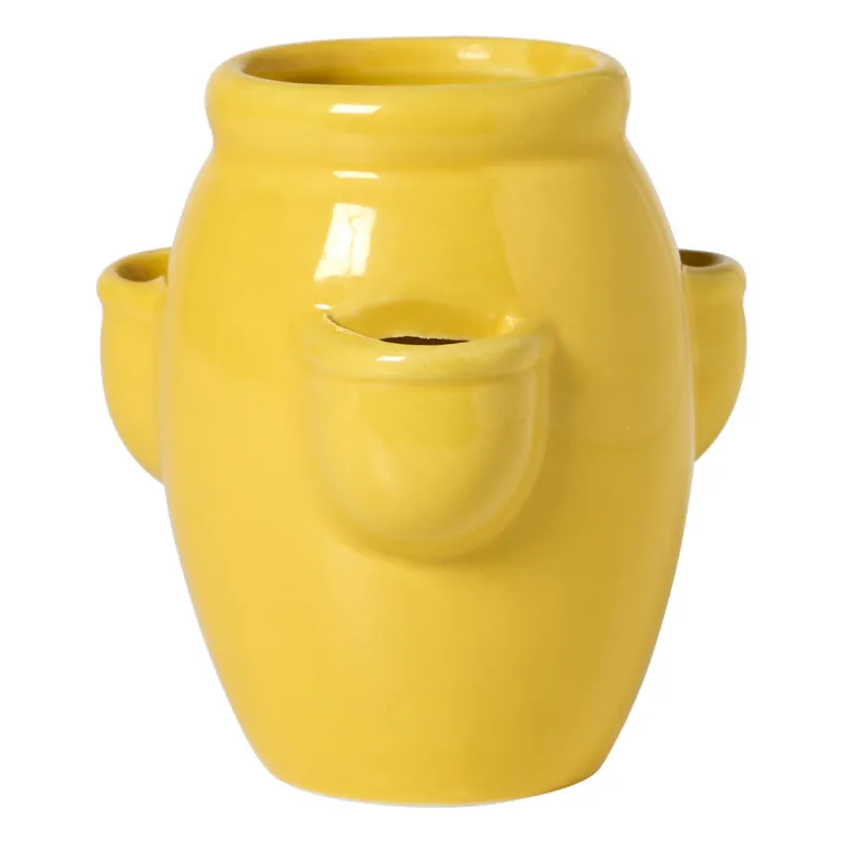 Aardbeienpot keramiek - geel - ø7x10 cm