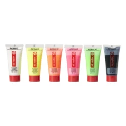 Acrylverfset - neon multikleur - 6x12 ml