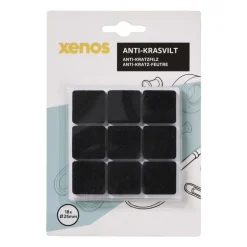 Anti-kras viltjes vierkant 2.5x2.5 cm - zwart - set van 18