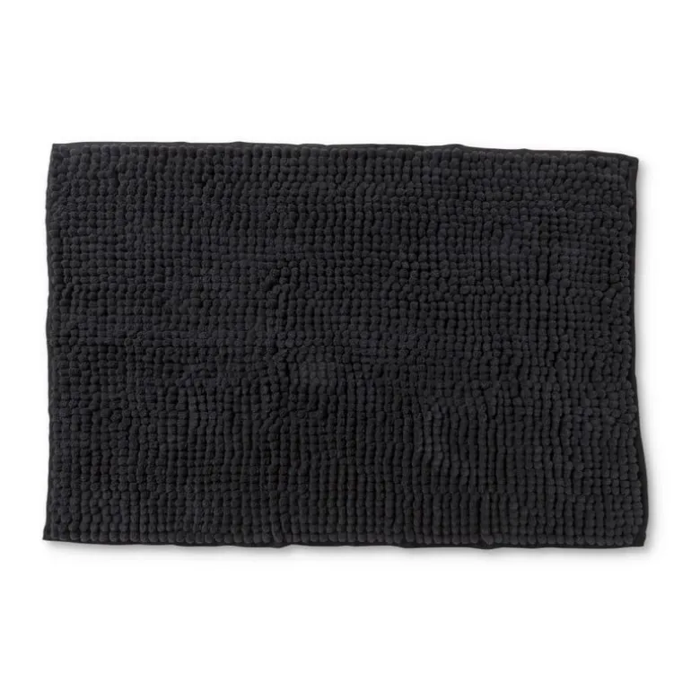 Badmat chenille - zwart - 40x60 cm