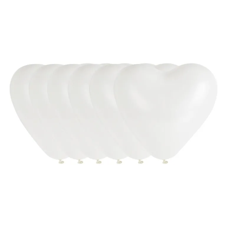 Ballonnen hartvorm - wit - 6 stuks