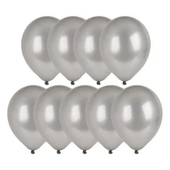 Ballonnen metallic - zilver - set van 9