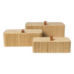 Bamboe kistje met deksel Jesse - 8x23x13 cm - naturel