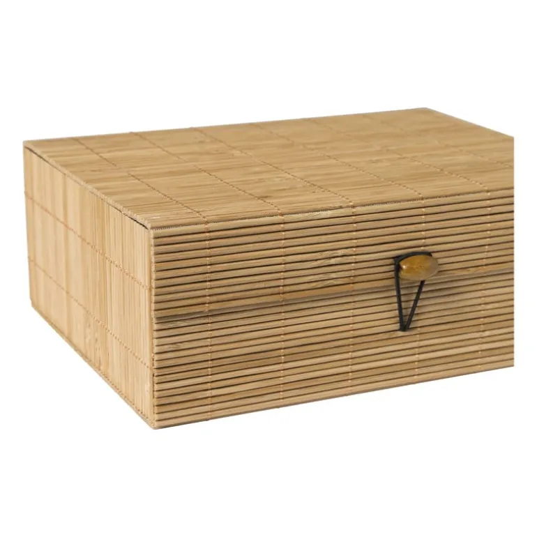 Bamboe kistje met deksel Moos - 8x21x16 cm - naturel