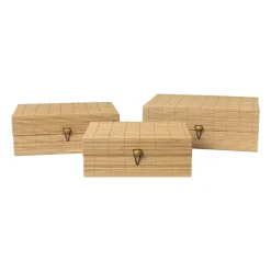 Bamboe kistje met deksel Moos - 8x21x16 cm - naturel