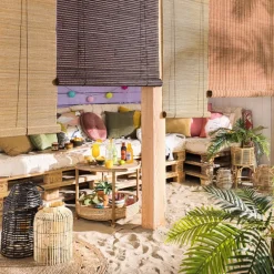 Bamboe rolgordijn - lichtbruin - 180x180 cm