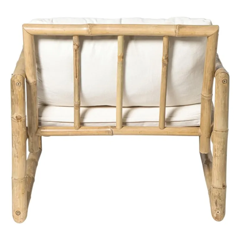 Bamboe tuinfauteuil Hanoi - bruin/wit - 70x75x75 cm