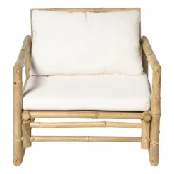 Bamboe tuinfauteuil Hanoi - bruin/wit - 70x75x75 cm