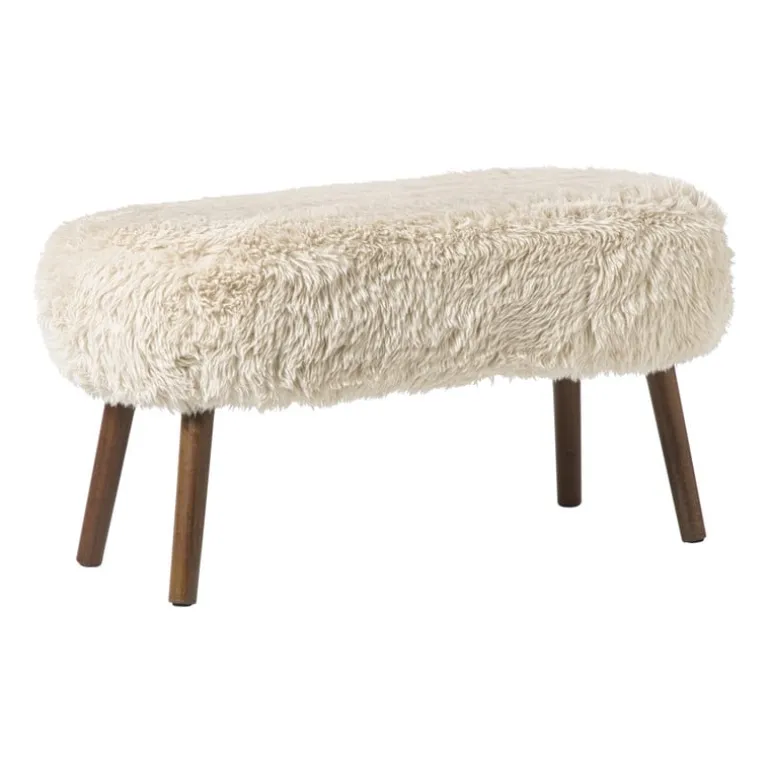 Bankje beatle - beige/bruin - 40x82x40 cm