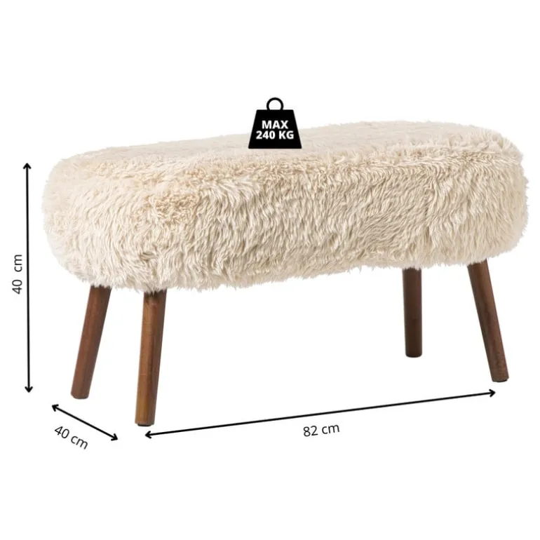 Bankje beatle - beige/bruin - 40x82x40 cm