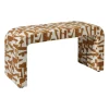 Bankje grafisch - geel/beige - 49x100x36 cm