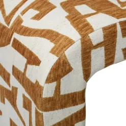 Bankje grafisch - geel/beige - 49x100x36 cm