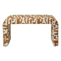 Bankje grafisch - geel/beige - 49x100x36 cm