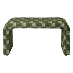Bankje grafisch - groen/beige - 49x100x36 cm
