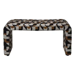 Bankje grafisch - zwart/beige - 49x100x36 cm