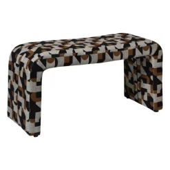 Bankje grafisch - zwart/beige - 49x100x36 cm