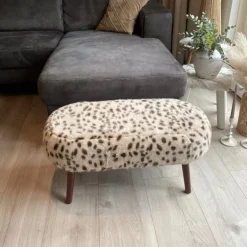 Bankje sneeuwluipaard - beige/zwart - 40x82x40 cm