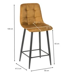 Barkruk velvet - oker - 100x50x41.5 cm