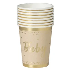 Bekers baby - papier - bruin/goud - set van 8