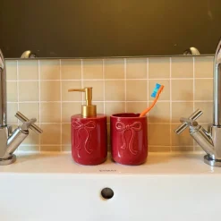 Beker strik - bordeauxrood - ø7.3x10.2 cm
