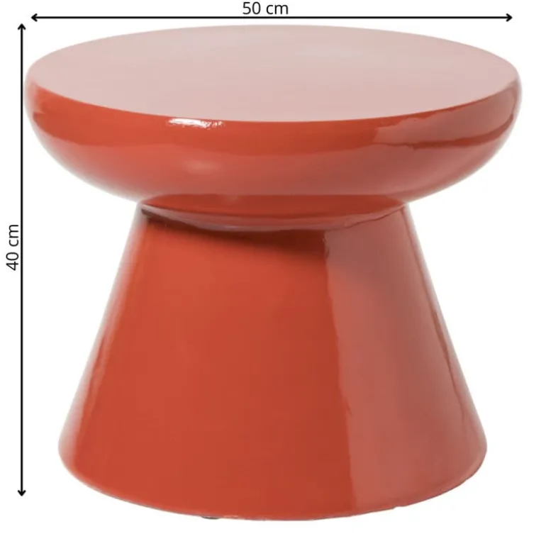 Bijzettafel conisch - rood - ø50x40 cm