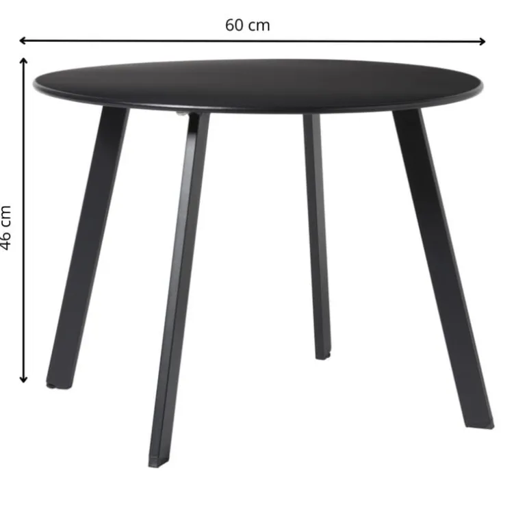 Bijzettafel Diego klein - zwart - ø60x46 cm