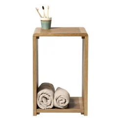 Bijzettafel Japandi hoog - bruin - 60x39x39 cm