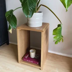 Bijzettafel Japandi hoog - bruin - 60x39x39 cm