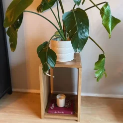 Bijzettafel Japandi hoog - bruin - 60x39x39 cm