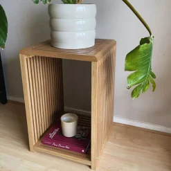 Bijzettafel Japandi hoog - bruin - 60x39x39 cm
