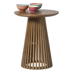 Bijzettafel Japandi rond - bruin - ø40x50 cm