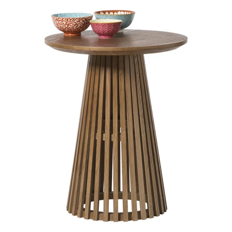 Bijzettafel Japandi rond - bruin - ø40x50 cm