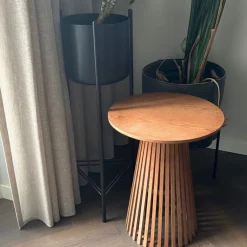 Bijzettafel Japandi rond - bruin - ø40x50 cm
