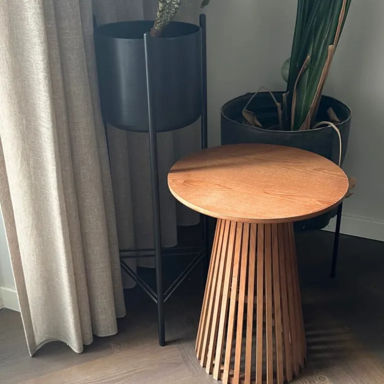 Bijzettafel Japandi rond - bruin - ø40x50 cm