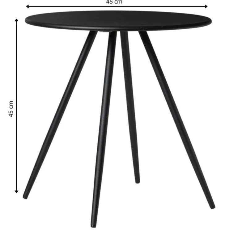 Bijzettafel Manolo hoog - zwart -ø45x45 cm