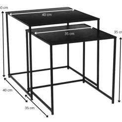 Bijzettafel Noah - zwart - set van 2