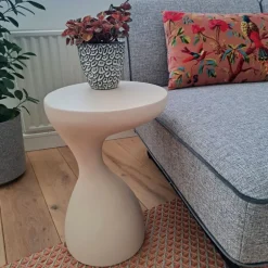 Bijzettafel organic - beige - ø34x50 cm