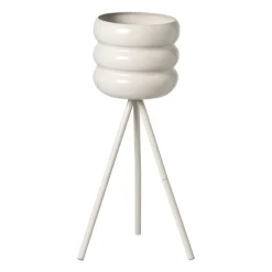 Bloempot bubbles op voet klein - beige - ø15x45 cm