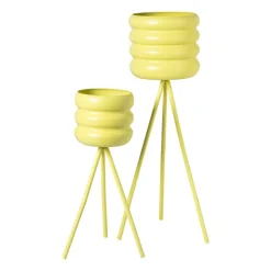 Bloempot bubbles op voet klein - geel - ø15x45 cm