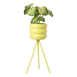 Bloempot bubbles op voet klein - geel - ø15x45 cm