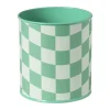 Bloempot geblokt groot - groen - ø13x14 cm