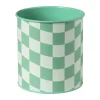 Bloempot geblokt klein - groen - ø12x13 cm