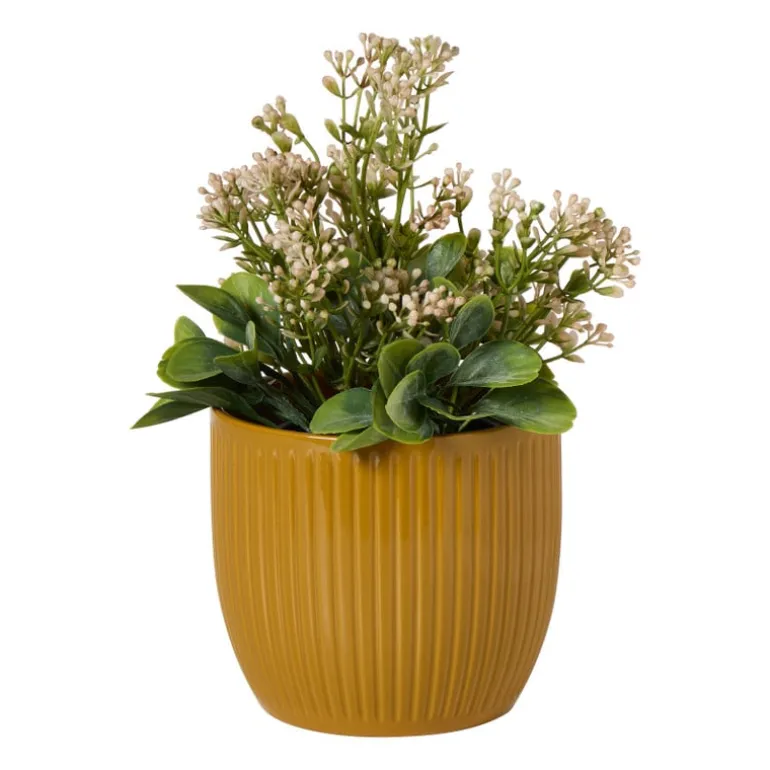 Bloempot rib - geel - ø13x12 cm