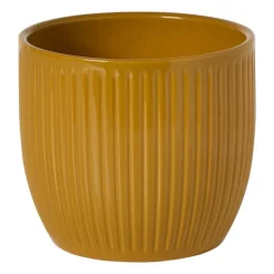 Bloempot rib - geel - ø13x12 cm