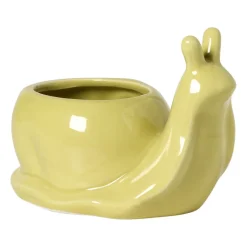 Bloempot slak - geel - 14.5x10x8.8 cm