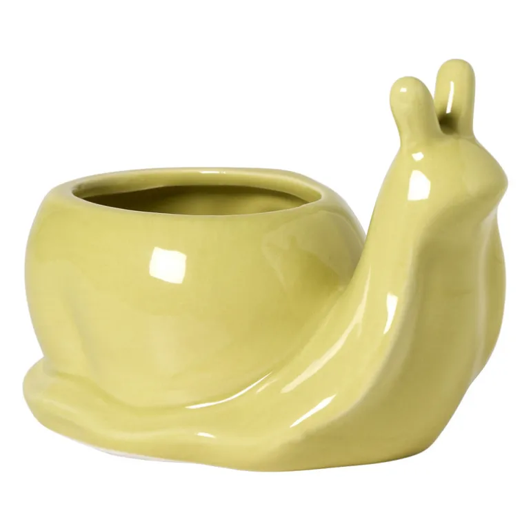 Bloempot slak - geel - 14.5x10x8.8 cm