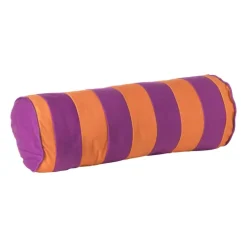 Bolster kussen met strepen - paars/oranje - ø18x45 cm
