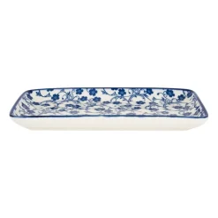 Bord blue print - flowers - 20x11 cm