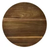 Borrelplank met streepjes - bruin - ø46x1.8 cm
