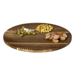 Borrelplank met streepjes - bruin - ø46x1.8 cm